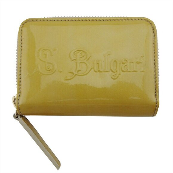 BVLGARI Coin Case Enamel Leather Authentic USED